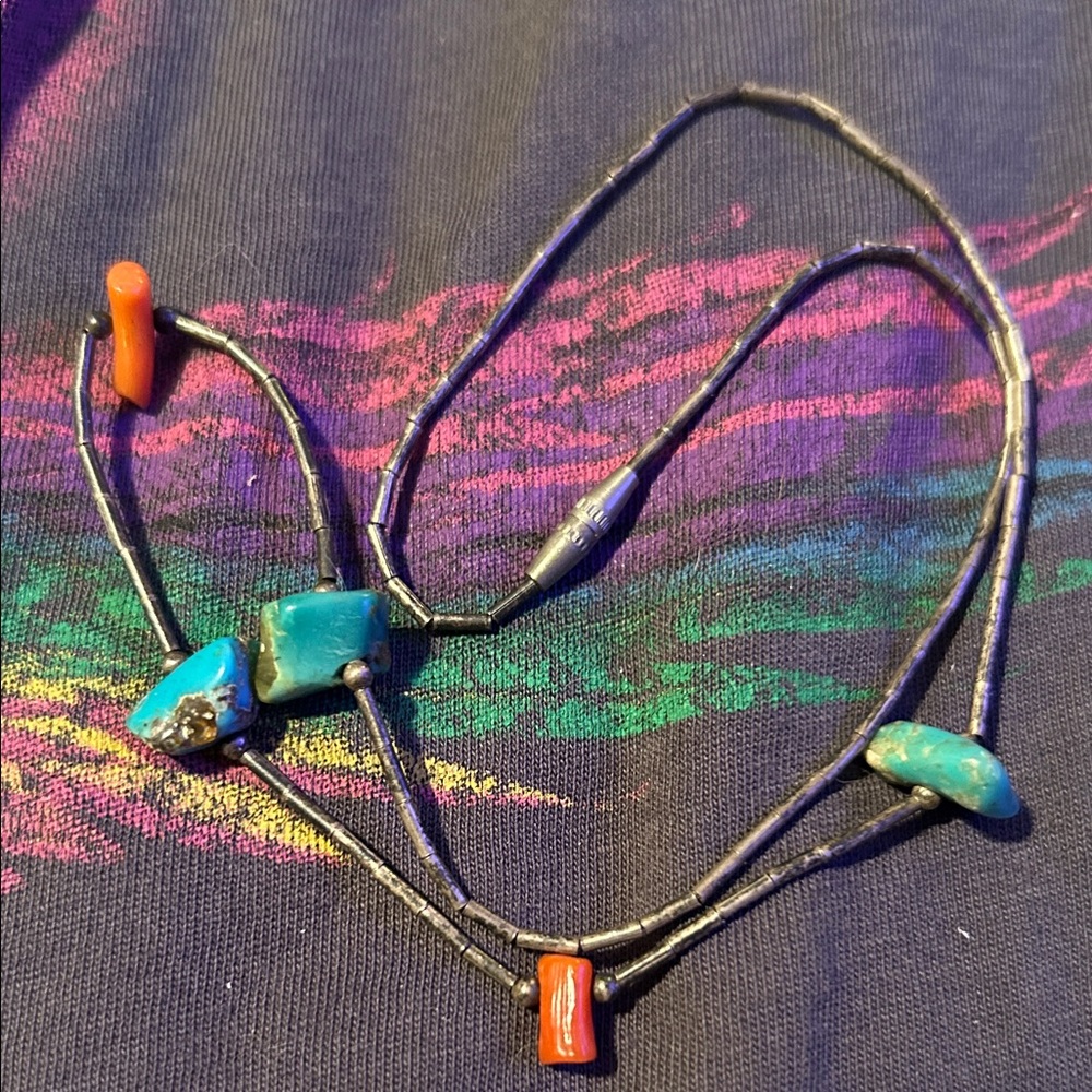 3/$20 Turquoise and Coral Beaded Necklace